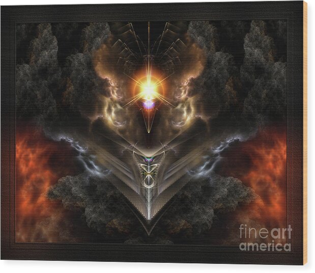 Dragons Light Wood Print featuring the digital art Light Of The Dragon Fractal Art Composition by Rolando Burbon