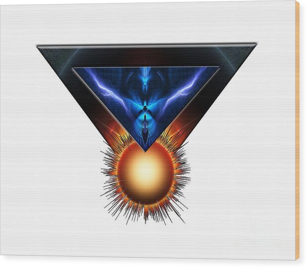 Fire Wood Print featuring the digital art Wings Of Lightning Fractal Art Emblem by Rolando Burbon