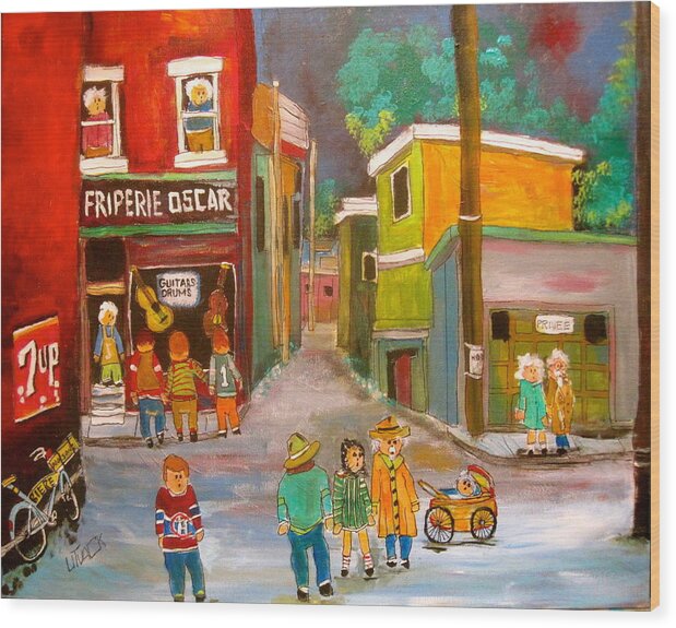Montreal Wood Print featuring the painting Backlanes Montreal by Michael Litvack