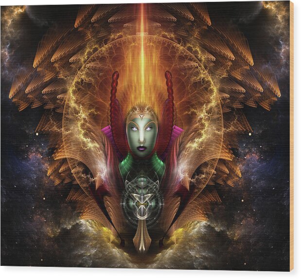 Riddian Queen Cosmic Fire Wood Print featuring the digital art Riddian Queen Of Cosmic Fire by Rolando Burbon