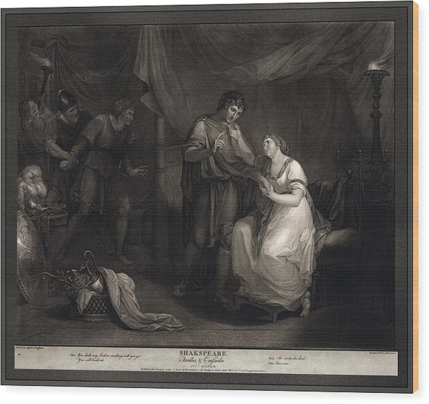 A Scene From Troilus And Cressid Wood Print featuring the painting A Scene from Troilus and Cressid by Angelika Kauffmann and engraver Luigi Schiavonetti by Rolando Burbon