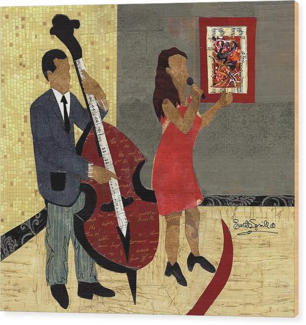 Everett Spruill Wood Print featuring the mixed media Steinway Jazz Duo by Everett Spruill