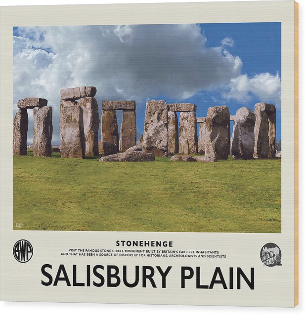 British Railway Poster Wood Print featuring the photograph Stonhenge Railway Poster by Brian Watt
