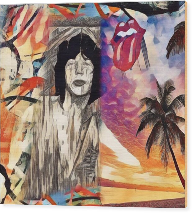 Mick Jagger Wood Print featuring the mixed media Moves like Jagger by Jayime Jean