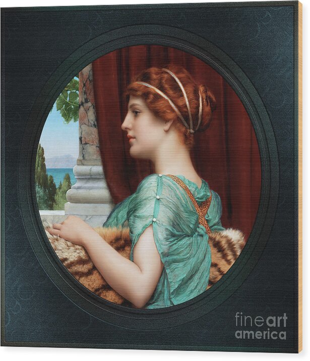 A Pompeian Lady Wood Print featuring the painting A Pompeian Lady by John William Godward Remastered Xzendor7 Fine Art Classical Reproductions by Rolando Burbon