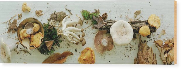 Fruits Wood Print featuring the photograph An Assortment Of Mushrooms by Romulo Yanes