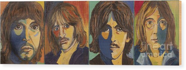 Beatles Wood Print featuring the painting Colorful Beatles by Jeanne Forsythe