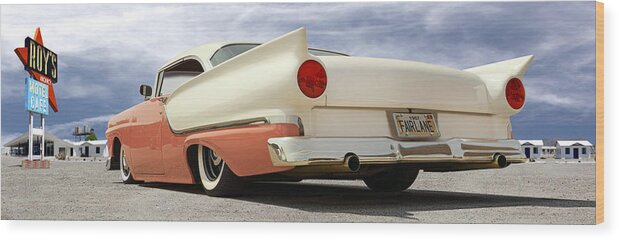 1957 Ford Wood Print featuring the photograph 1957 Ford Fairlane Lowrider by Mike McGlothlen