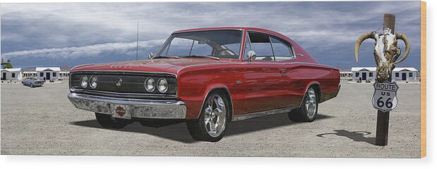 1966 Dodge Charger Wood Print featuring the photograph 1966 Dodge Charger by Mike McGlothlen