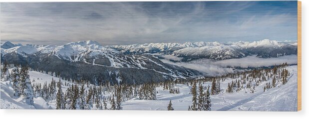 Whistler Wood Print featuring the photograph Whistler mountain peak view from Blackcomb by Pierre Leclerc Photography