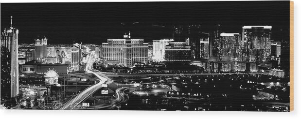 Photography Wood Print featuring the photograph City Lit Up At Night, Las Vegas #8 by Panoramic Images