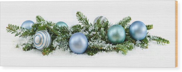 Christmas Wood Print featuring the photograph Christmas ornaments 1 by Elena Elisseeva