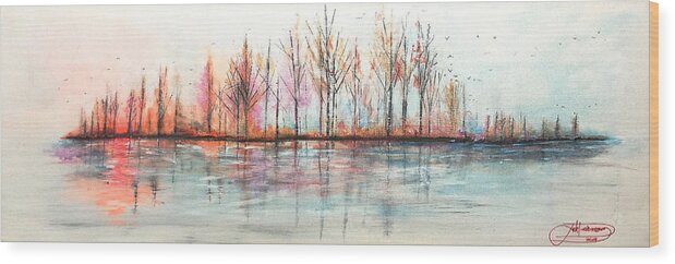 Artwork Wood Print featuring the painting Autumn In The Hamptons by Jack Diamond