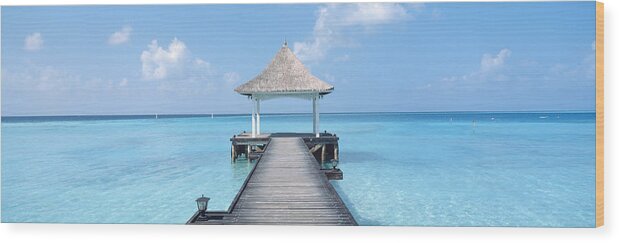 Photography Wood Print featuring the photograph Beach & Pier The Maldives by Panoramic Images