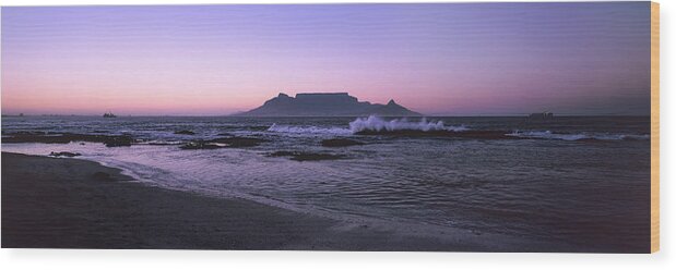 Photography Wood Print featuring the photograph Beach At Sunset, Blouberg Beach, Cape by Panoramic Images