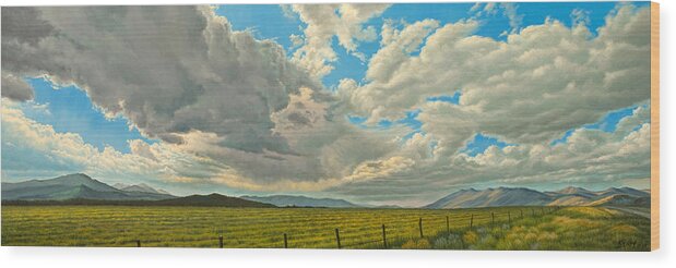 Landscape Wood Print featuring the painting Big Sky by Paul Krapf