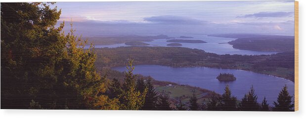 Photography Wood Print featuring the photograph Campbell Lake And Whidbey Island Wa by Panoramic Images