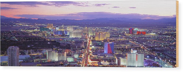 Photography Wood Print featuring the photograph Dusk Las Vegas Nv Usa by Panoramic Images