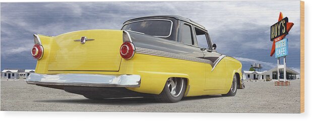 1955 Ford Wood Print featuring the photograph Ford Lowrider at Roys by Mike McGlothlen