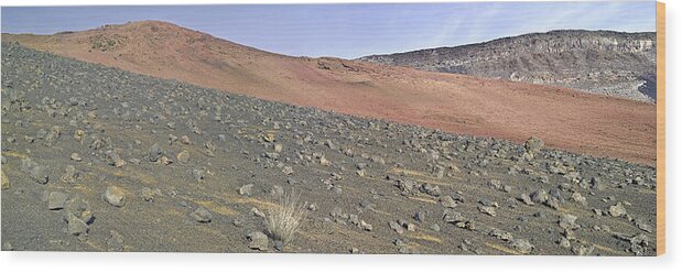 Rocks Wood Print featuring the photograph Haleakala Pano Two by Peter J Sucy