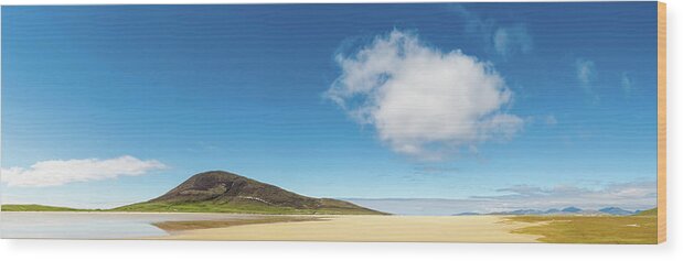 Water's Edge Wood Print featuring the photograph Island Beach White Cloud Summer by Fotovoyager