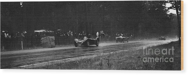 Ken Miles Wood Print featuring the photograph Ken Miles at Pebble Beach Road Races in 1955 by Robert K Blaisdell