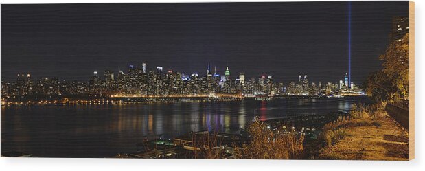 Mark Whitt Wood Print featuring the photograph Midtown Manhattan to the Tribute Lights by Mark Whitt