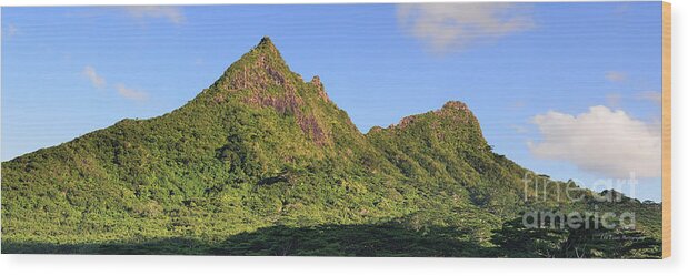 Mount Olomana Wood Print featuring the photograph Mount Olomana Panorama by Aloha Art