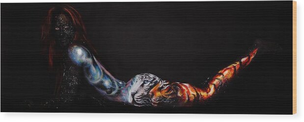 Fine Art Body Paint Wood Print featuring the photograph Nebulae by Angela Rene Roberts and Cully Firmin