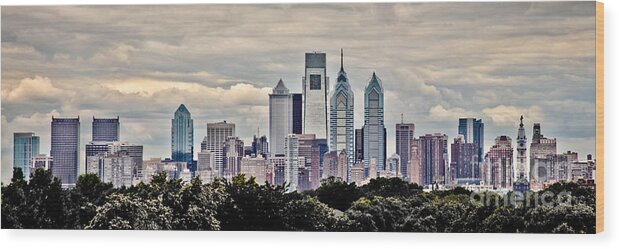 Philadelphia Wood Print featuring the photograph Philly in the Clouds by Stacey Granger