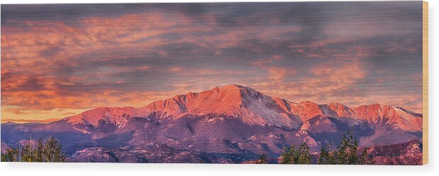 Pikes Peak Wood Print featuring the photograph Pikes Peak in Alpenglow by David Soldano