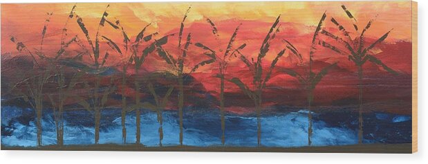 Sunset Beach Wood Print featuring the painting Sunset Beach by Linda Bailey