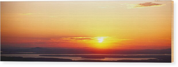 Photography Wood Print featuring the photograph Sunset Over Mountain Range, Cadillac by Panoramic Images