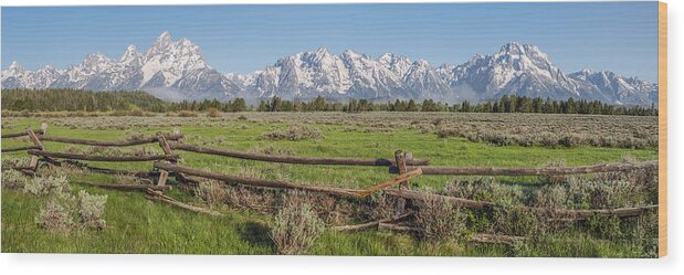 Teton Wood Print featuring the photograph Teton Range Panorama by Aaron Spong