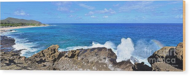 Halona Blowhole Wood Print featuring the photograph The Halona Blowhole Sandy Beach and Makapuu Point by Aloha Art