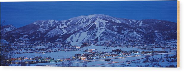 Photography Wood Print featuring the photograph Tourists At A Ski Resort, Mt Werner by Panoramic Images