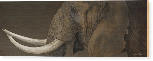 Elephant Wood Print featuring the digital art Tusker by Aaron Blaise