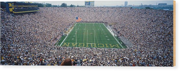 Photography Wood Print featuring the photograph University Of Michigan Football Game by Panoramic Images