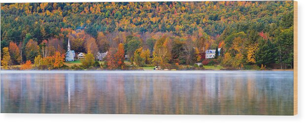 Autumn Wood Print featuring the photograph Village On Crystal Lake Autumn by Jeff Sinon