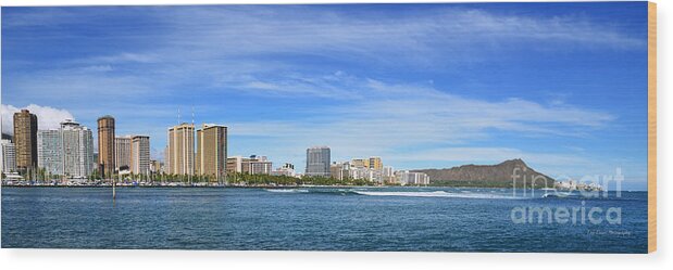 Waikiki Beach Wood Print featuring the photograph Waikiki and Diamond Head From the West by Aloha Art