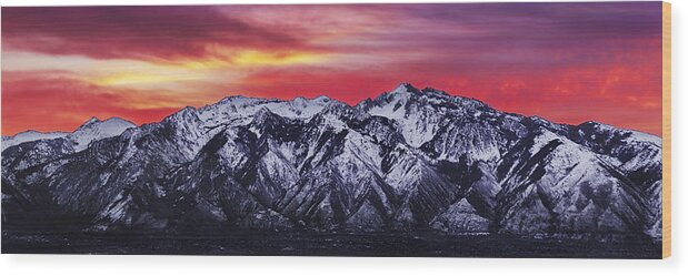 Sky Wood Print featuring the photograph Wasatch Sunrise 3x1 by Chad Dutson