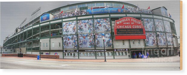 Wrigley Field Wood Print featuring the photograph Wrigley Field on Clark by David Bearden