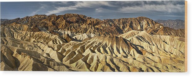 Amargosa Range Wood Print featuring the photograph Zabriskie Point panorama by Eduard Moldoveanu
