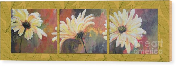 Daisies Wood Print featuring the painting Daisies Three by Susan Fisher