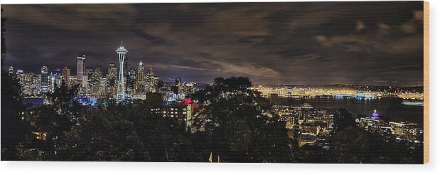 Seattle Wood Print featuring the photograph Kerry Park Night View by James Heckt