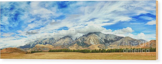 Panorama Wood Print featuring the photograph Mountain panorama by MotHaiBaPhoto Prints