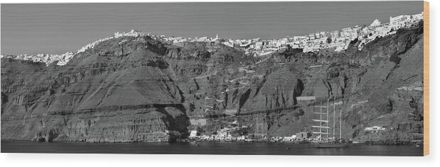 Ponoramic Wood Print featuring the photograph Santorini Panoramic. by Terence Davis