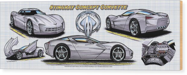 Concept Stingray Wood Print featuring the digital art 2010 Stingray Concept Corvette by K Scott Teeters