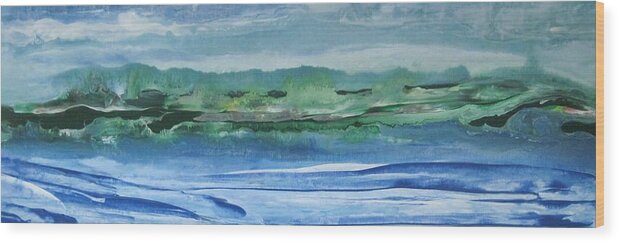 Landscape Wood Print featuring the painting Waterscape by Ron Durnavich