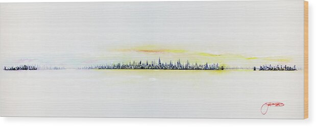 New York Wood Print featuring the painting Winter Sunrise by Jack Diamond